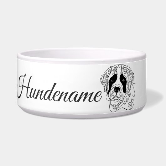 St. Bernard Dog Line Art personalized bowl ボウル (正面)