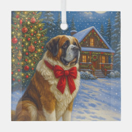 St. Bernard Holiday Glass Ornament ガラスオーナメント