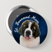 St. Bernard Mom with blue backgroundボタン 缶バッジ (正面&裏面)