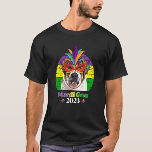 St Bernard Party Dog Mardi Gras 2023 Tシャツ (正面)
