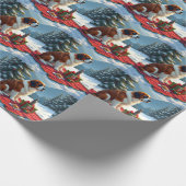 St. Bernard Winter Picnic Christmas Painting ラッピングペーパー (角)