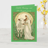 St Brigid and White Cow カード (黄色い花)