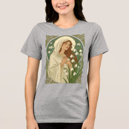 St Brigid Art Nouveau Halo and Snowdrops トライブレンドＴシャツ