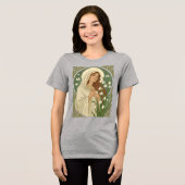 St Brigid Art Nouveau Halo and Snowdrops トライブレンドＴシャツ (正面全面)