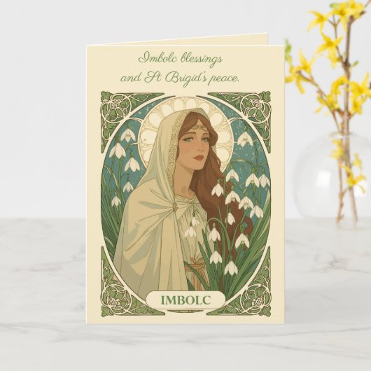 St Brigid Art Nouveau Illustration カード (黄色い花)