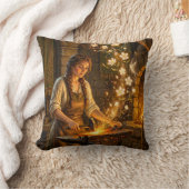 St Brigid Blacksmith Fairies Flowers Fantasy Art クッション (ブランケット)