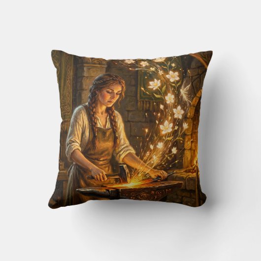 St Brigid Blacksmith Fairies Flowers Fantasy Art クッション (裏面)