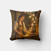 St Brigid Blacksmith Fairies Flowers Fantasy Art クッション (正面)