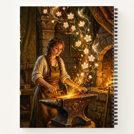 St Brigid Blacksmith Fairies Flowers Fantasy Art ノートブック (裏面)