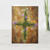 St Brigid Cross Green Rushes Crocus Imbolc Art カード (裏面)
