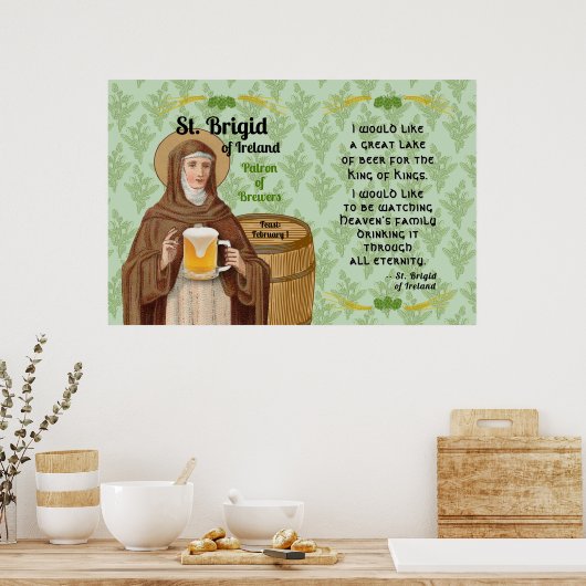 St. Brigid of Ireland and Her Barrel of Beer ポスター (キッチン)