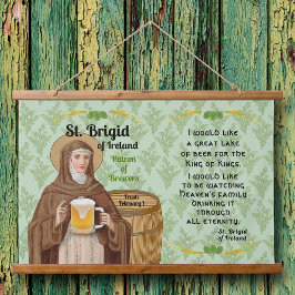 St. Brigid of Ireland and Her Barrel of Beer 吊り下げ型タペストリー