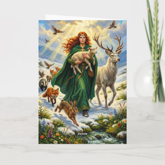 St Brigid Spring Goddess Woodland Animals Imbolc カード (裏面)