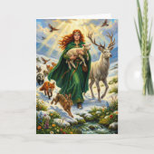 St Brigid Spring Goddess Woodland Animals Imbolc カード (正面)