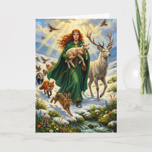 St Brigid Spring Goddess Woodland Animals Imbolc カード (正面)