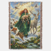 St Brigid Spring Goddess Woodland Animals Imbolc スローブランケット (正面縦)