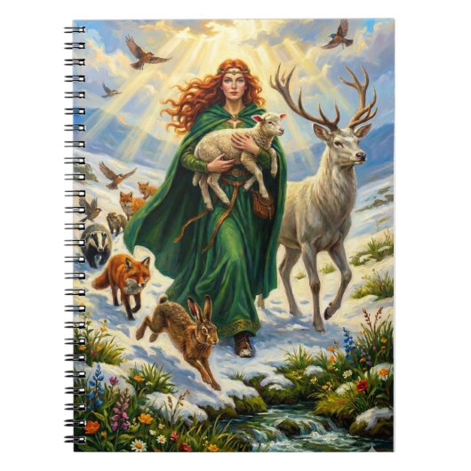 St Brigid Spring Goddess Woodland Animals Imbolc ノートブック (正面)