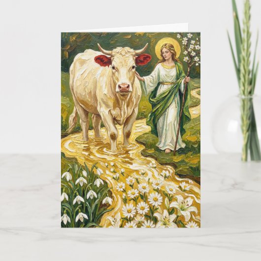 St. Brigid & The White Cow (Imbolc) カード (正面)