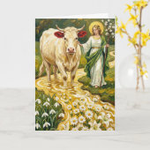 St. Brigid & The White Cow (Imbolc) カード (黄色い花)