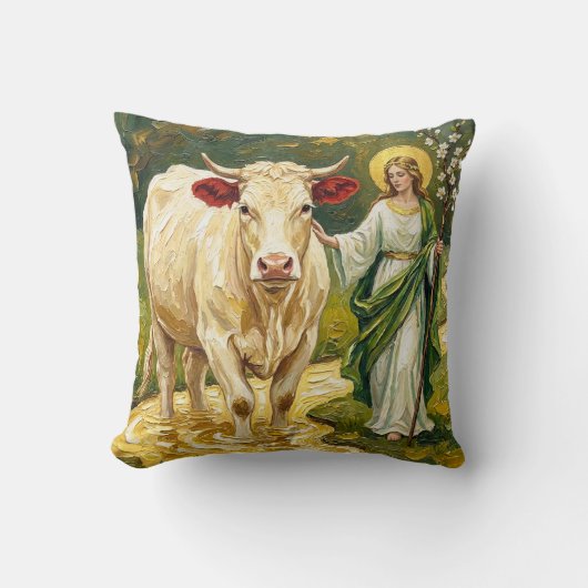St. Brigid & The White Cow (Imbolc) クッション (正面)