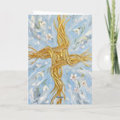St Brigid's Cross Snowdrops Golden Imbolc Art カード (裏面)