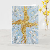 St Brigid's Cross Snowdrops Golden Imbolc Art カード (黄色い花)