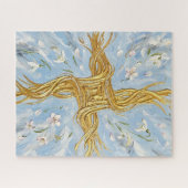 St Brigid's Cross Snowdrops Golden Imbolc Art ジグソーパズル (横)