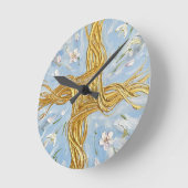 St Brigid's Cross Snowdrops Golden Imbolc Art ラウンド壁時計 (傾斜)