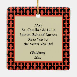 St. Camillusが病人を慰める(M 021) セラミックオーナメント