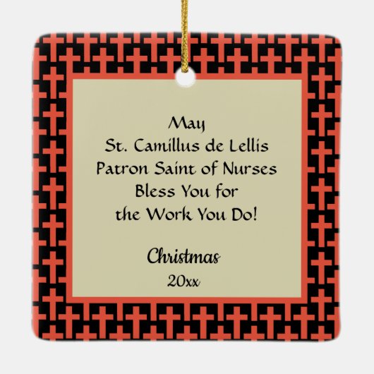 St. Camillusが病人を慰める(M 021) セラミックオーナメント (裏面)