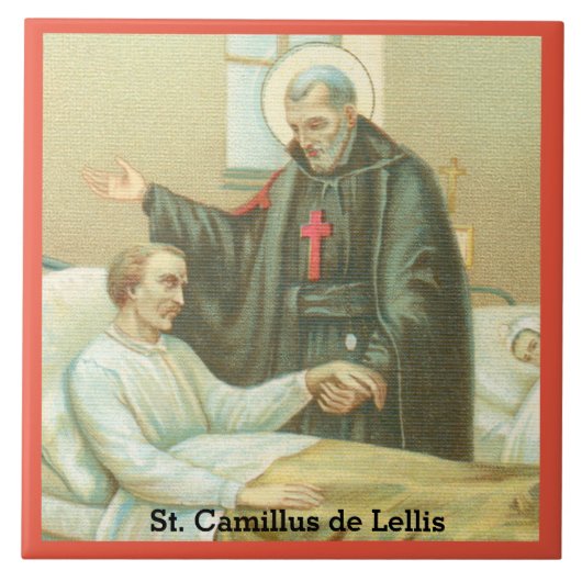 St. Camillusが病人を慰める(M 021) タイル (正面)