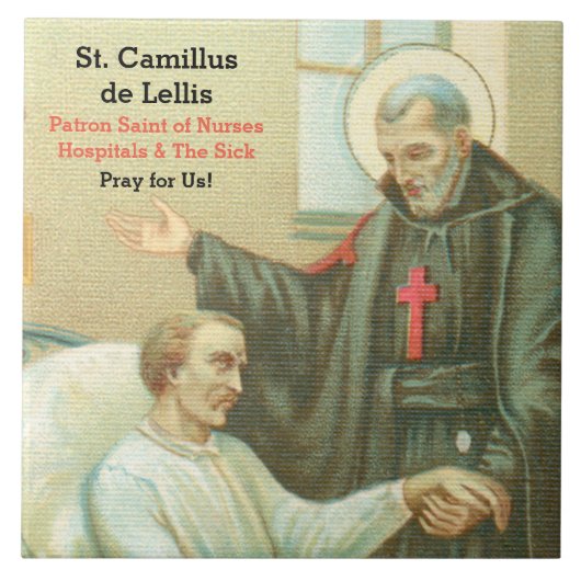 St. Camillusが病人を慰める(M 021) タイル (正面)