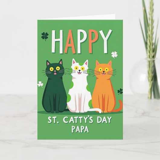 St Cattys Day Papa Cat Card カード (正面)