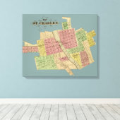 St Charlesイリノイ1871の地図のキツネの川KANE郡 キャンバスプリント (インサイチュ (ウッドフロア))