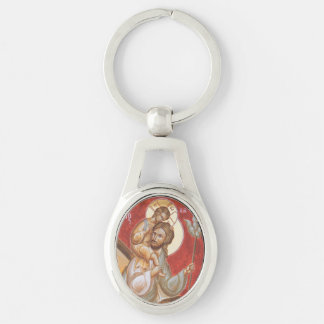 St Christopherの楕円形の金属Keychain キーホルダー
