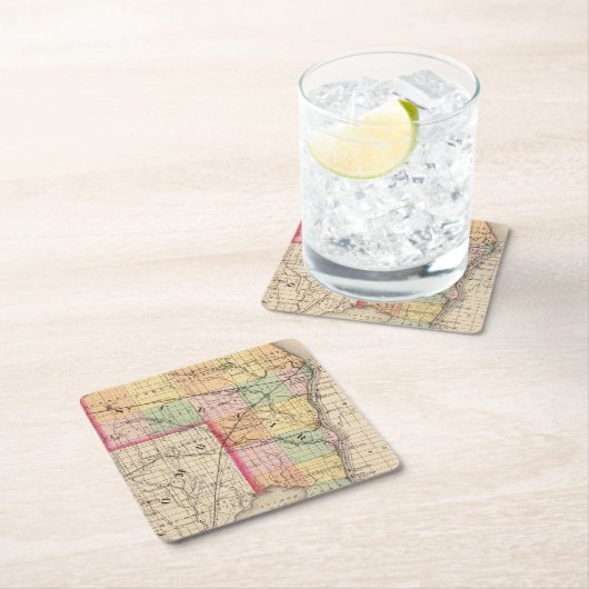 St Clair郡、ミシガン州の地図 スクエアペーパーコースター (インサイチュ)