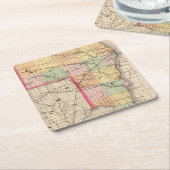 St Clair郡、ミシガン州の地図 スクエアペーパーコースター (アングル)