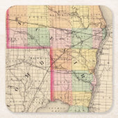 St Clair郡、ミシガン州の地図 スクエアペーパーコースター (正面)