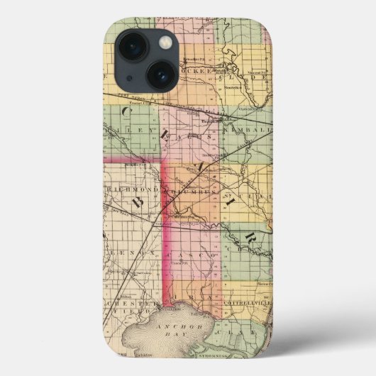 St Clair郡、ミシガン州の地図 Case-Mate iPhoneケース (裏面)