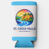 St. Croix Falls Wisconsin Scenic River & Cliffs スリム缶クーラー (正面)