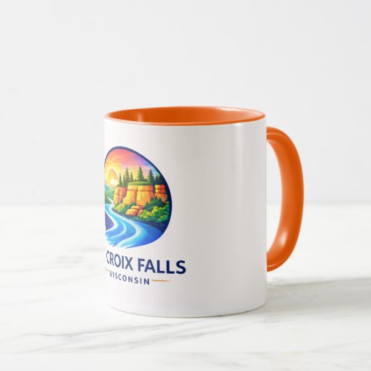 St. Croix Falls Wisconsin Scenic River & Cliffs マグカップ (正面右)