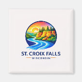 St. Croix Falls Wisconsin Scenic River & Cliffs マグネット (正面)