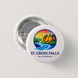 St. Croix Falls Wisconsin Scenic River & Cliffs  缶バッジ