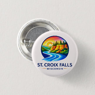 St. Croix Falls Wisconsin Scenic River & Cliffs 缶バッジ