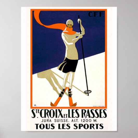 St. Croix Switzerland Skiing Vintage ポスター (正面)