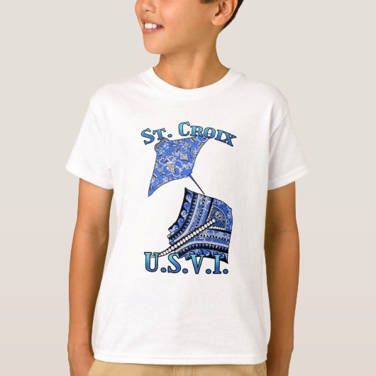 St Croix U V.I. Vacation Tribal Stingray Ocean Tシャツ (正面)