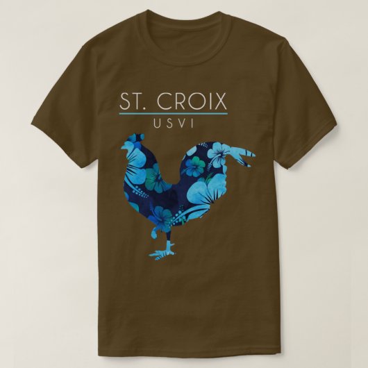 St Croix USVIフラワーハイビスカスチキンラバーソーベン Tシャツ (デザイン正面)