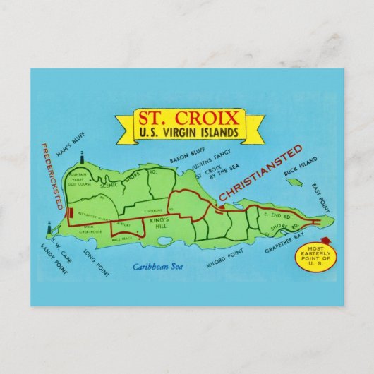 St Croix Vintage Postcard ポストカード (正面)