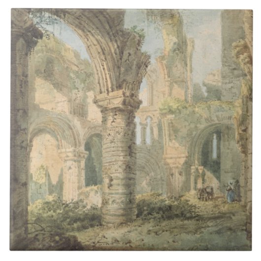 St Cuthbertの神聖な島1797年(w/c鉛筆に タイル (正面)