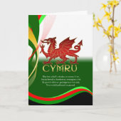 St Davidの日カード-ウェールズのドラゴンおよび国民A カード (黄色い花)